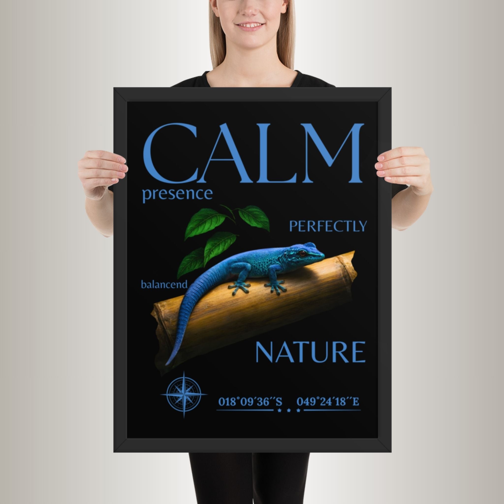 Poster mit Bilderrahmen Himmelblauer Zwergtaggecko (Lygodactylus williamsi)