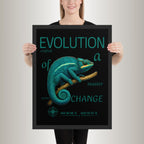 Affiche avec cadre photo : Caméléon panthère, bleu (Furcifer pardalis)