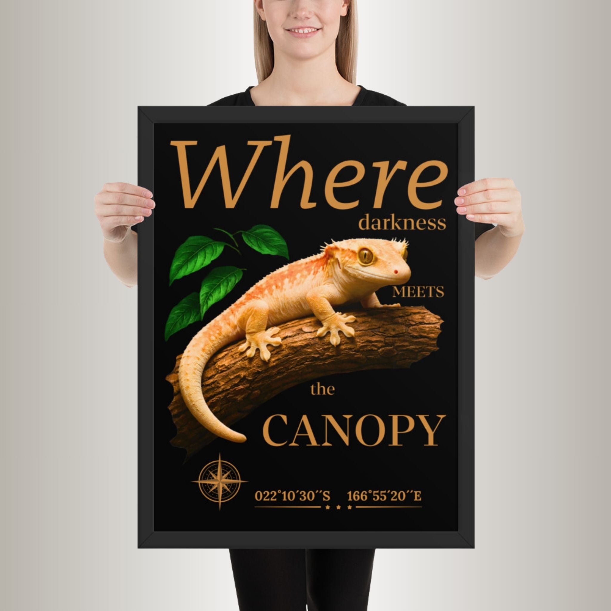 Poster mit Bilderrahmen Kronengecko hell(Correlophus ciliatus)