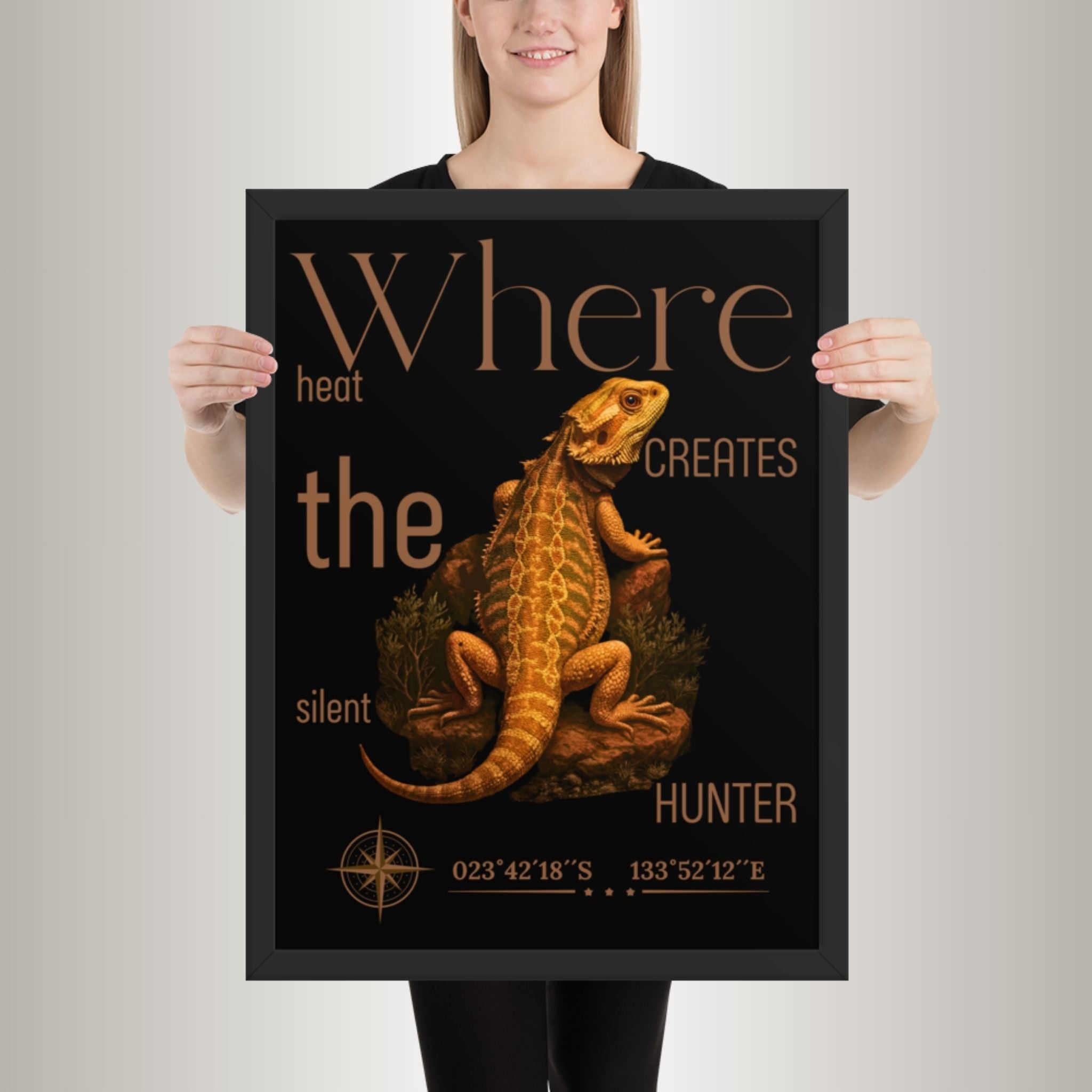 Poster mit Bilderrahmen Bartagame Variante 2 (Pogona vitticeps)