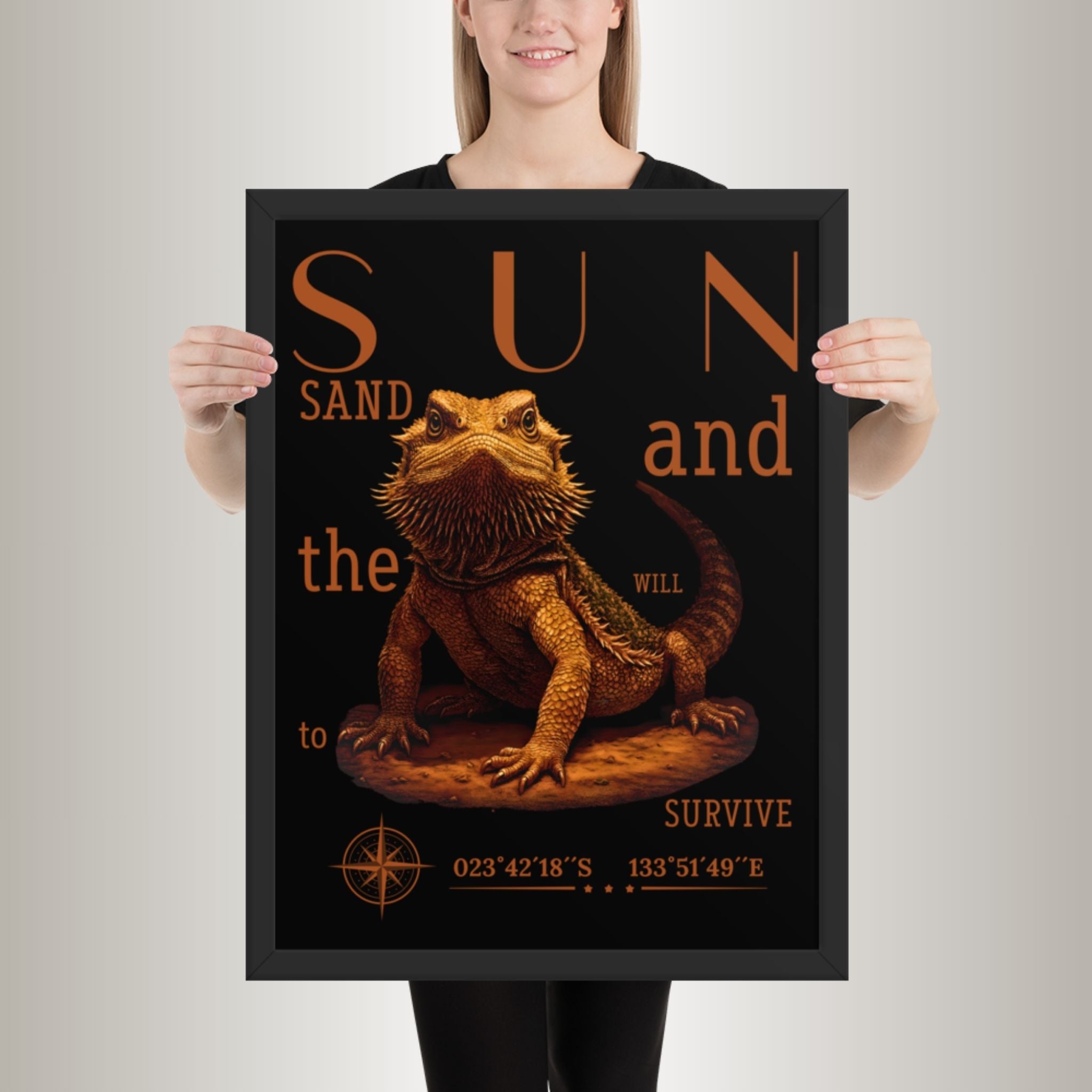 Poster mit Bilderrahmen Bartagame Variante 3 (Pogona vitticeps)