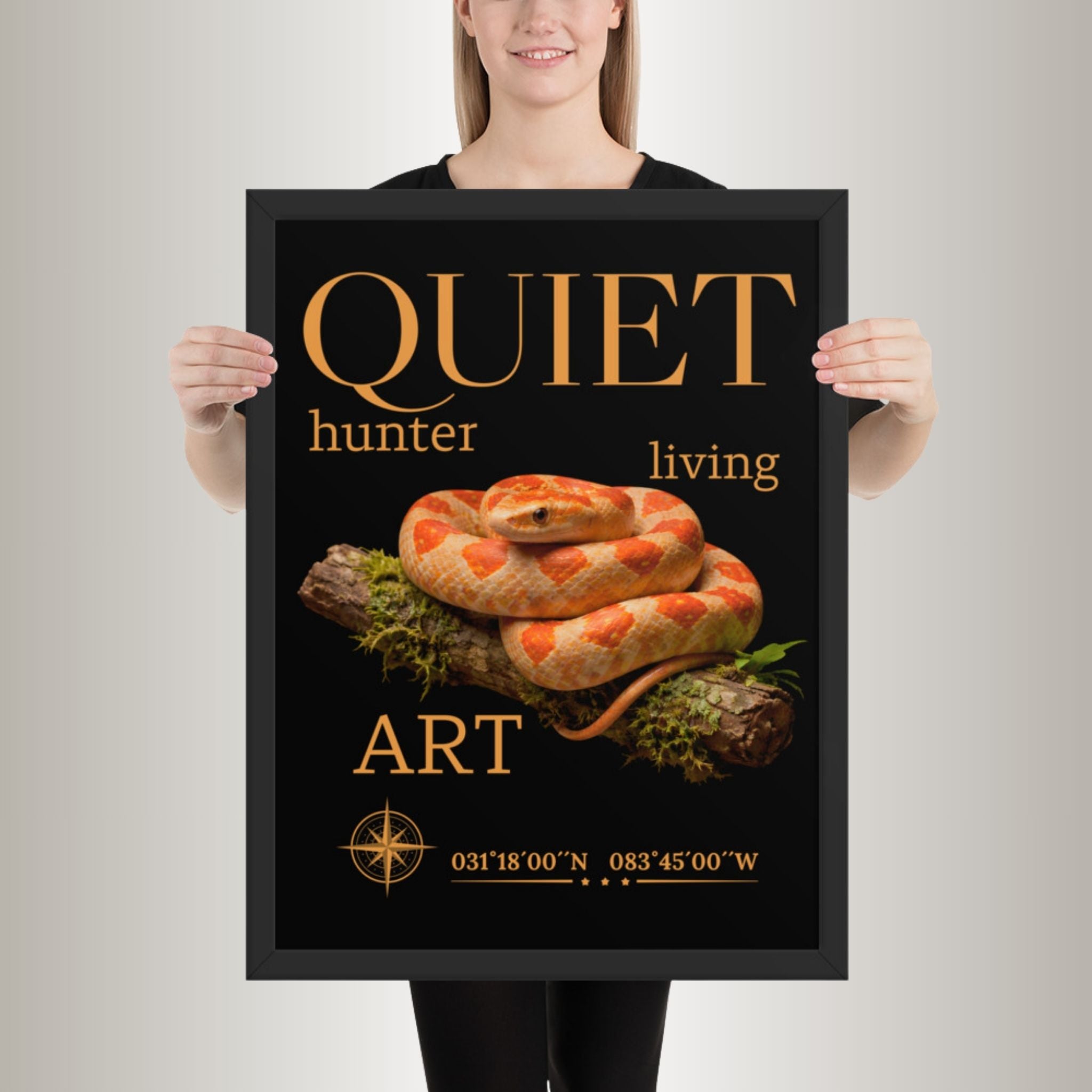 Poster mit Bilderrahmen Kornnatter hell (Pantherophis guttatus)