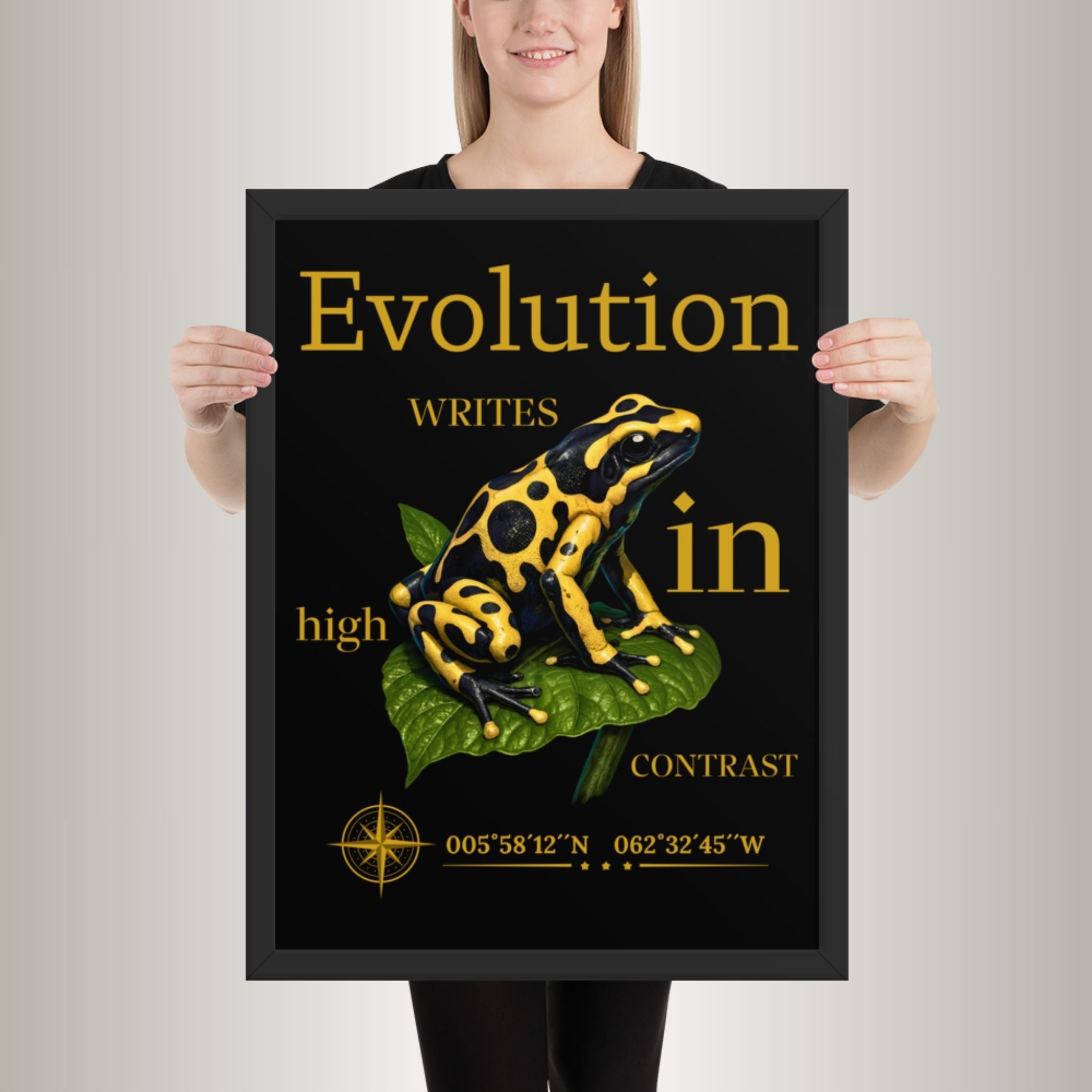 Poster mit Bilderrahmen Pfeilgiftfrosch (Dendrobates leucomelas)