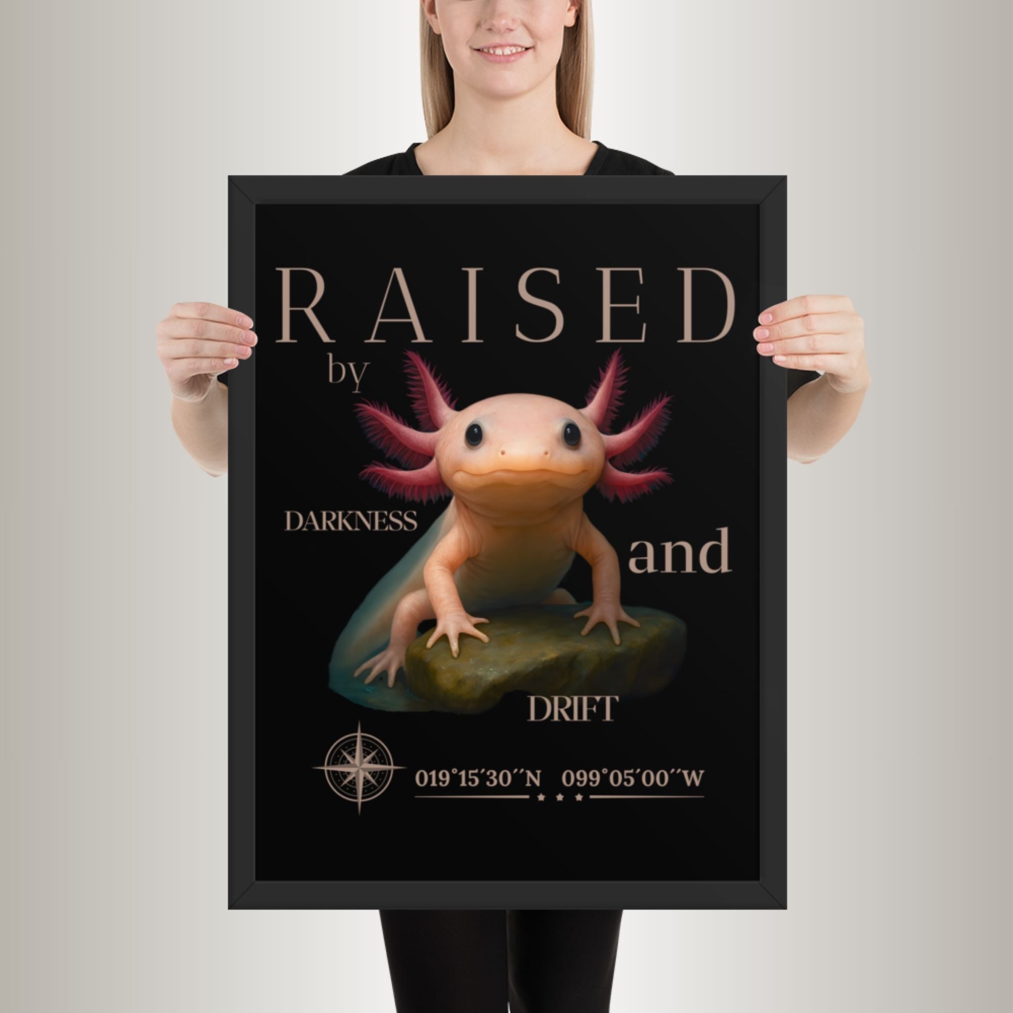 Poster mit Bilderrahmen Axolotl Neutral (Ambystoma mexicanum)