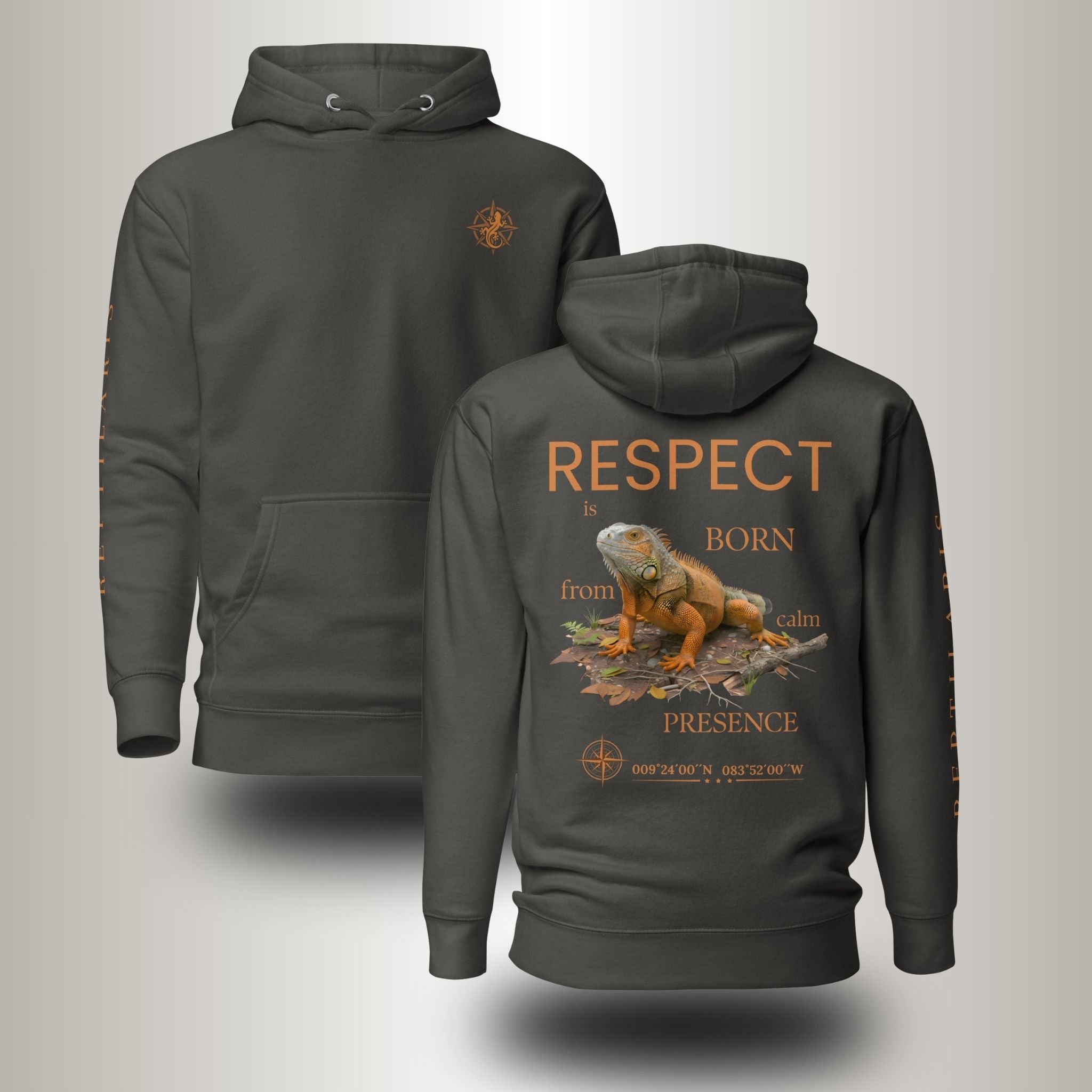 Hoodie Orangener Leguan (Iguana iguana)