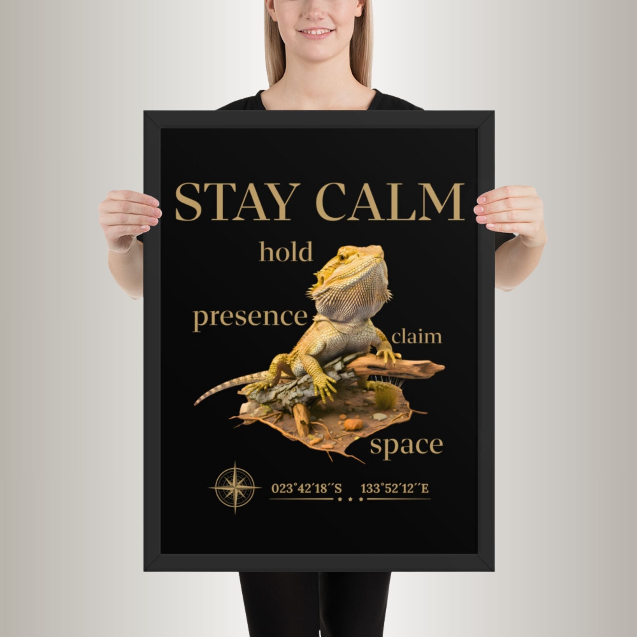 Poster mit Bilderrahmen Bartagame Wüste (Pogona vitticeps)