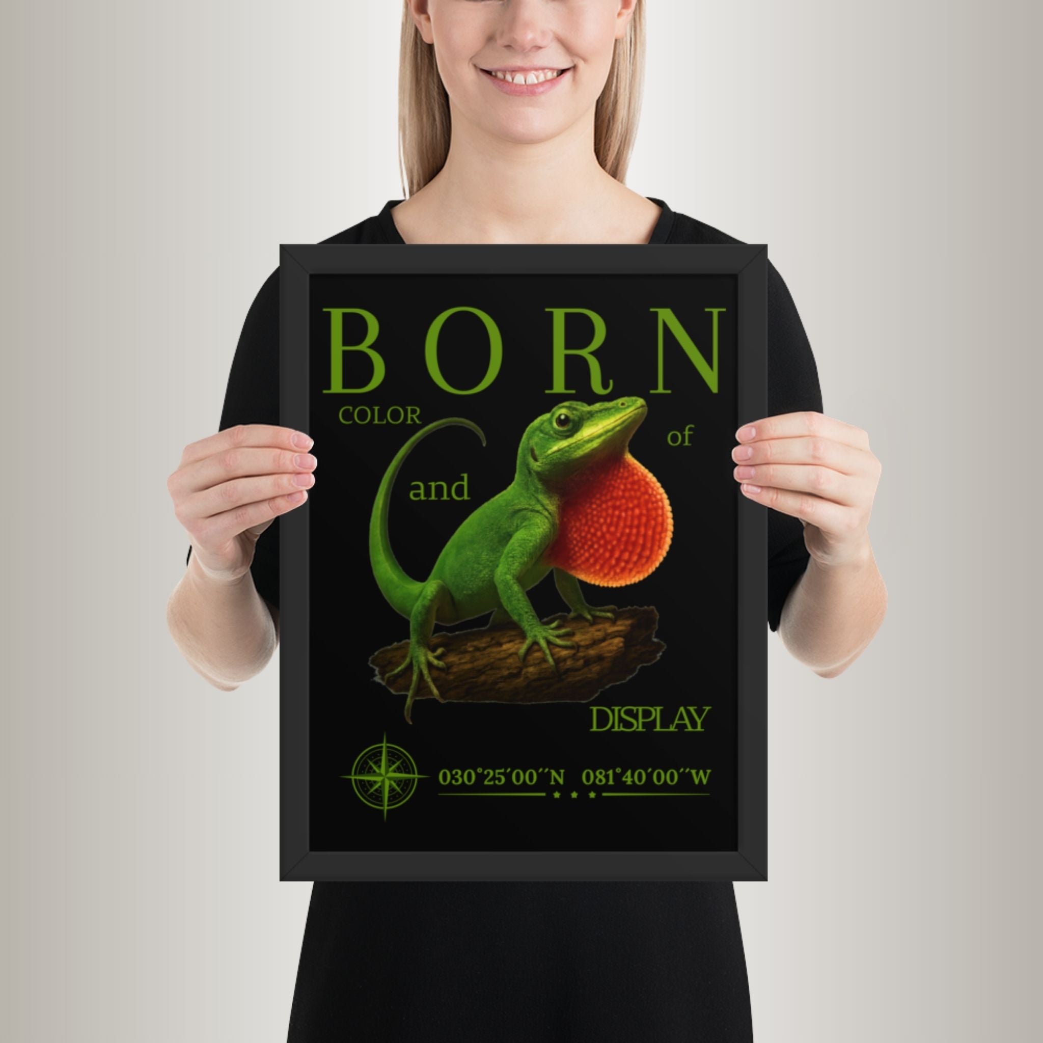 Poster mit Bilderrahmen Rotkehl-Anolis (Anolis carolinensis)
