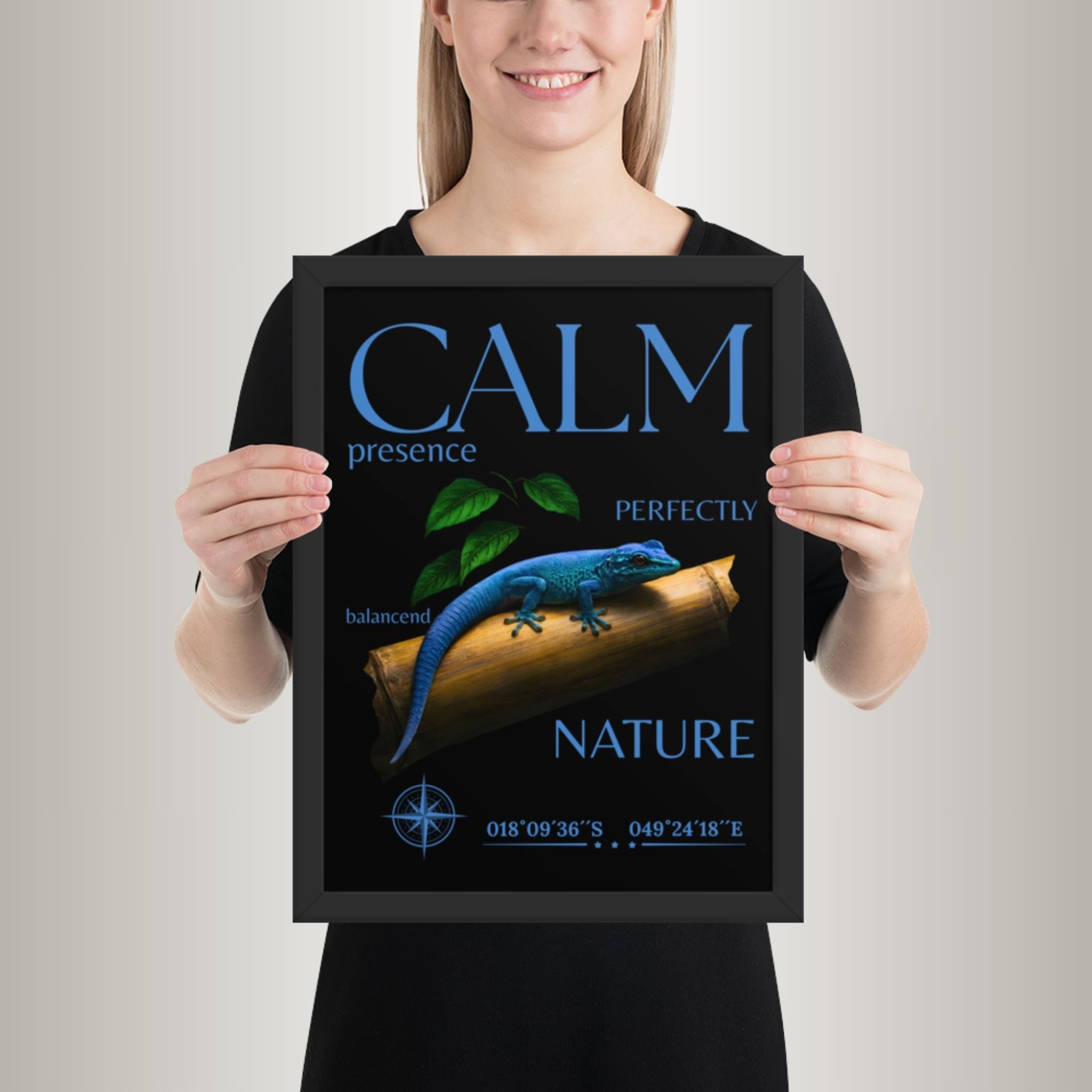 Poster mit Bilderrahmen Himmelblauer Zwergtaggecko (Lygodactylus williamsi)