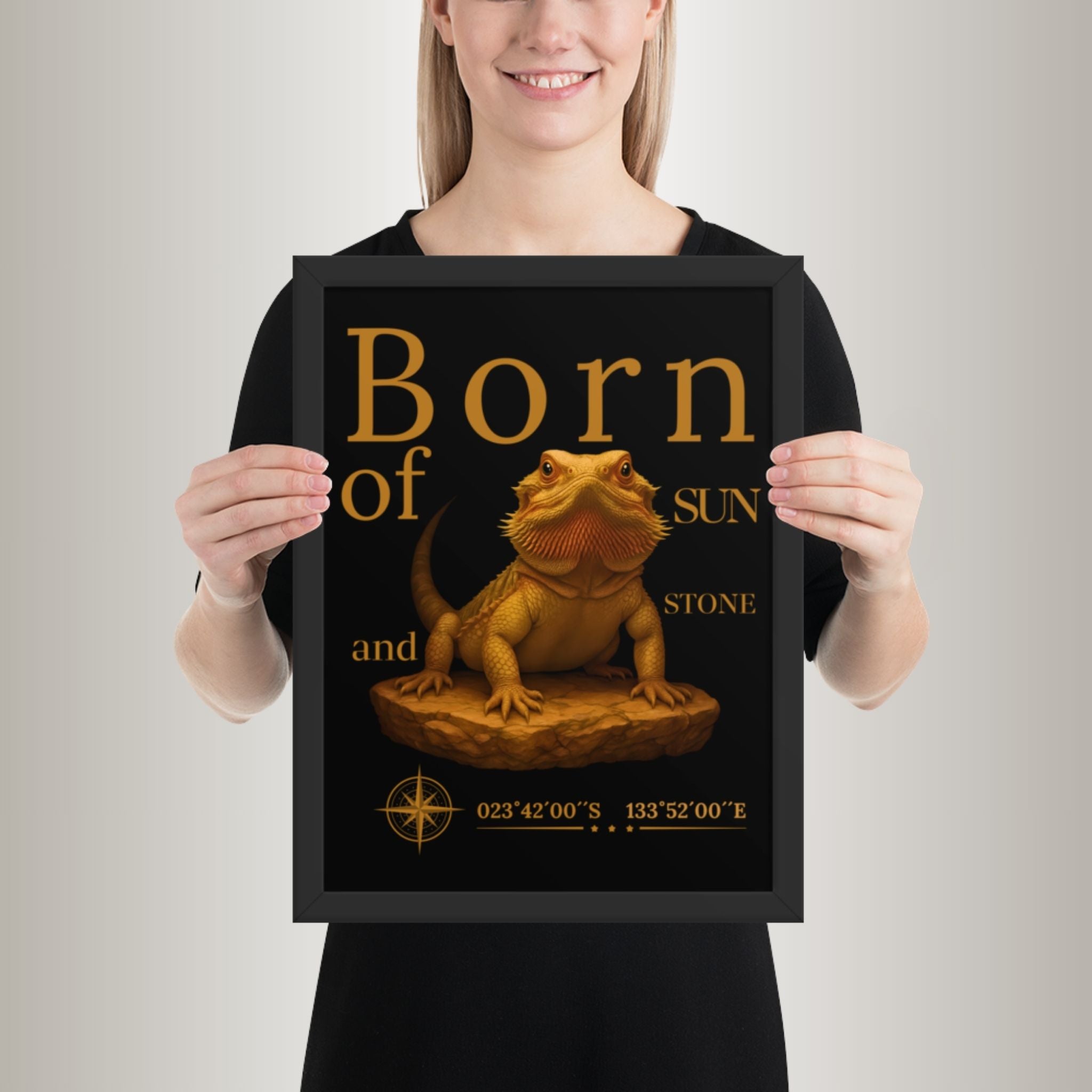 Poster mit Bilderrahmen Bartagame Variante 1 (Pogona vitticeps)