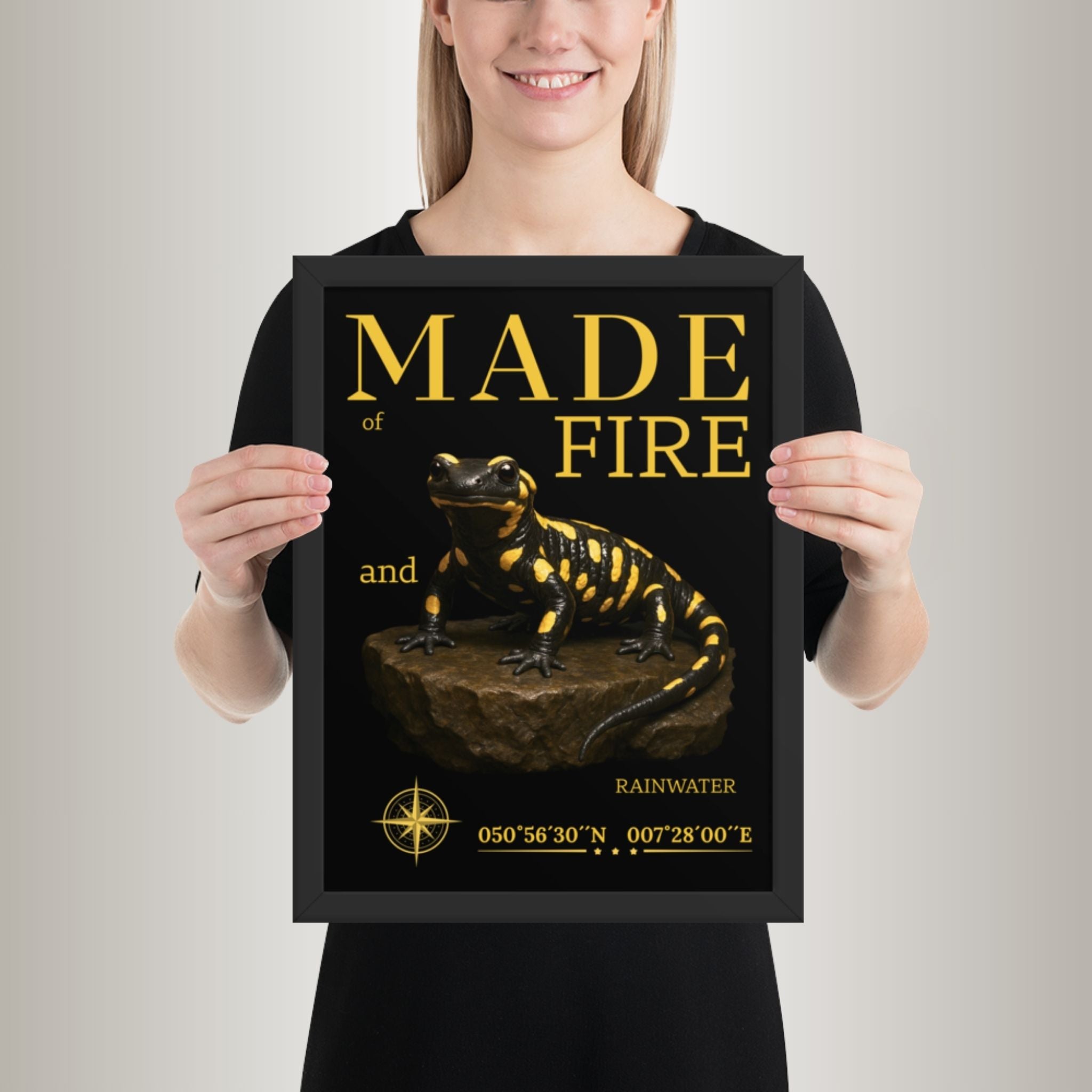 Poster mit Bilderrahmen Feuersalamander (Salamandra salamandra)