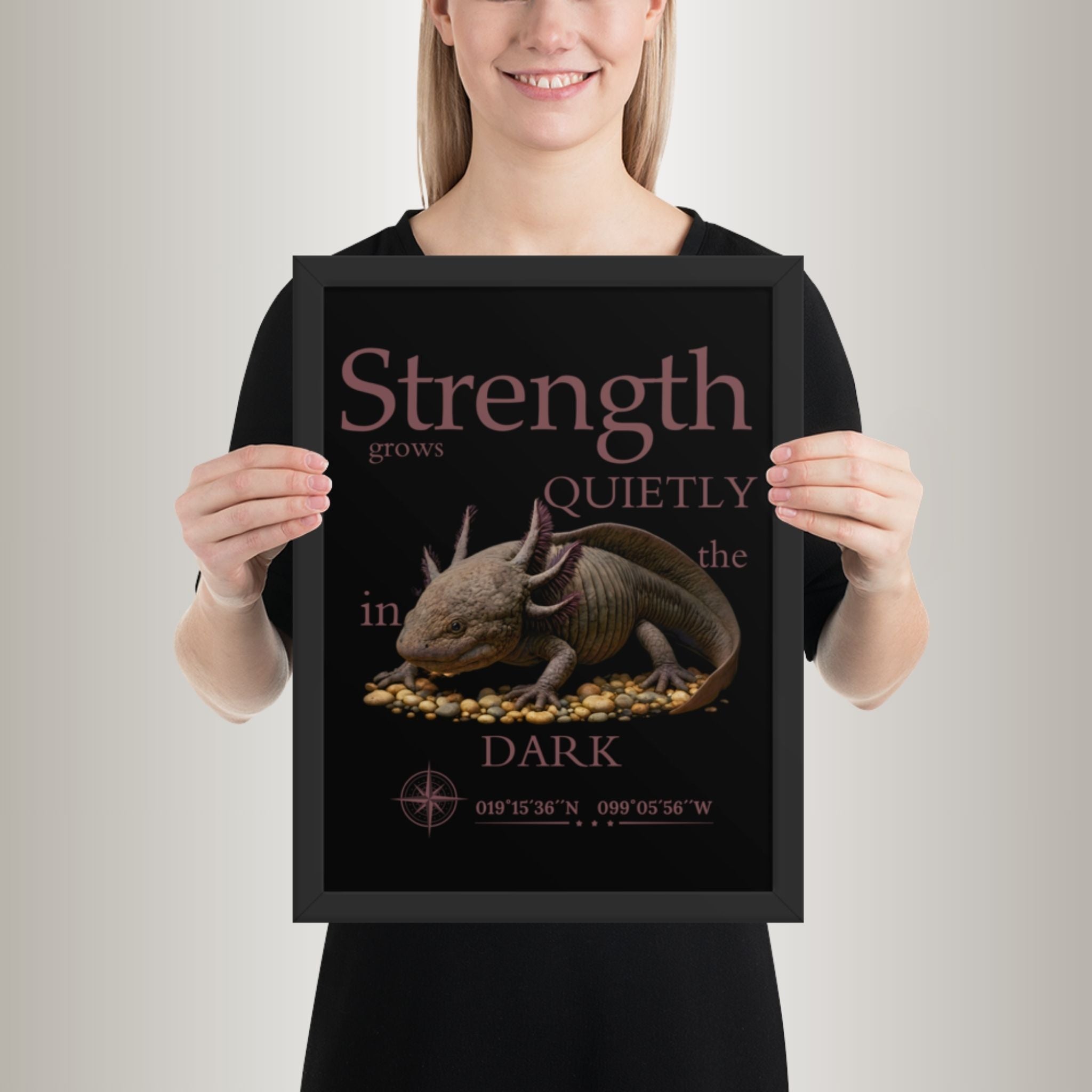 Poster mit Bilderrahmen Axolotl Grau (Ambystoma mexicanum)