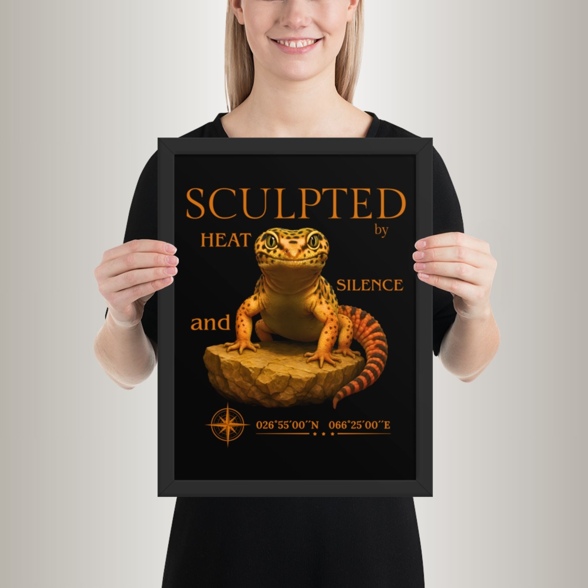 Poster mit Bilderrahmen Leopardgecko Variante 1 (Eublepharis macularius)