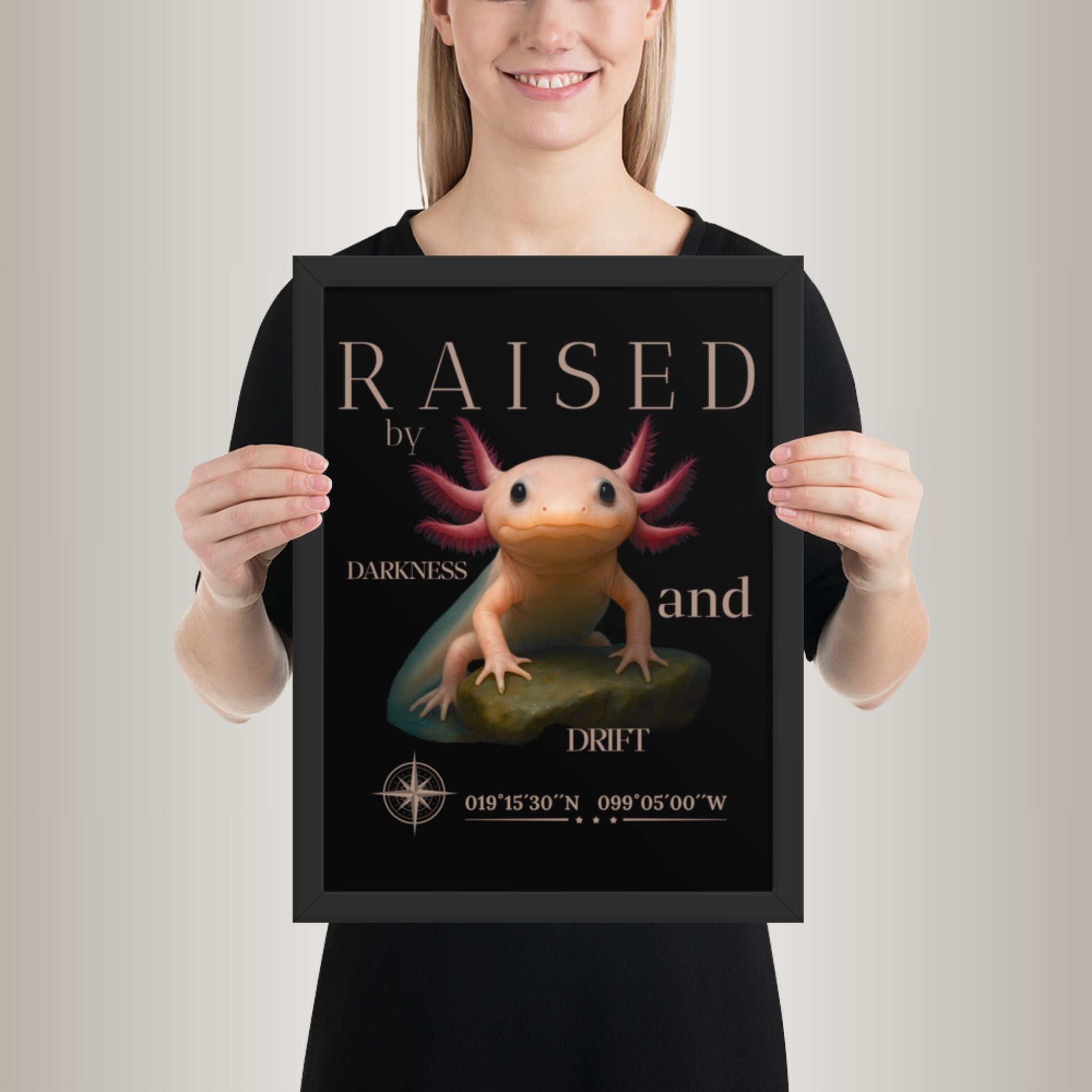 Poster mit Bilderrahmen Axolotl Neutral (Ambystoma mexicanum)