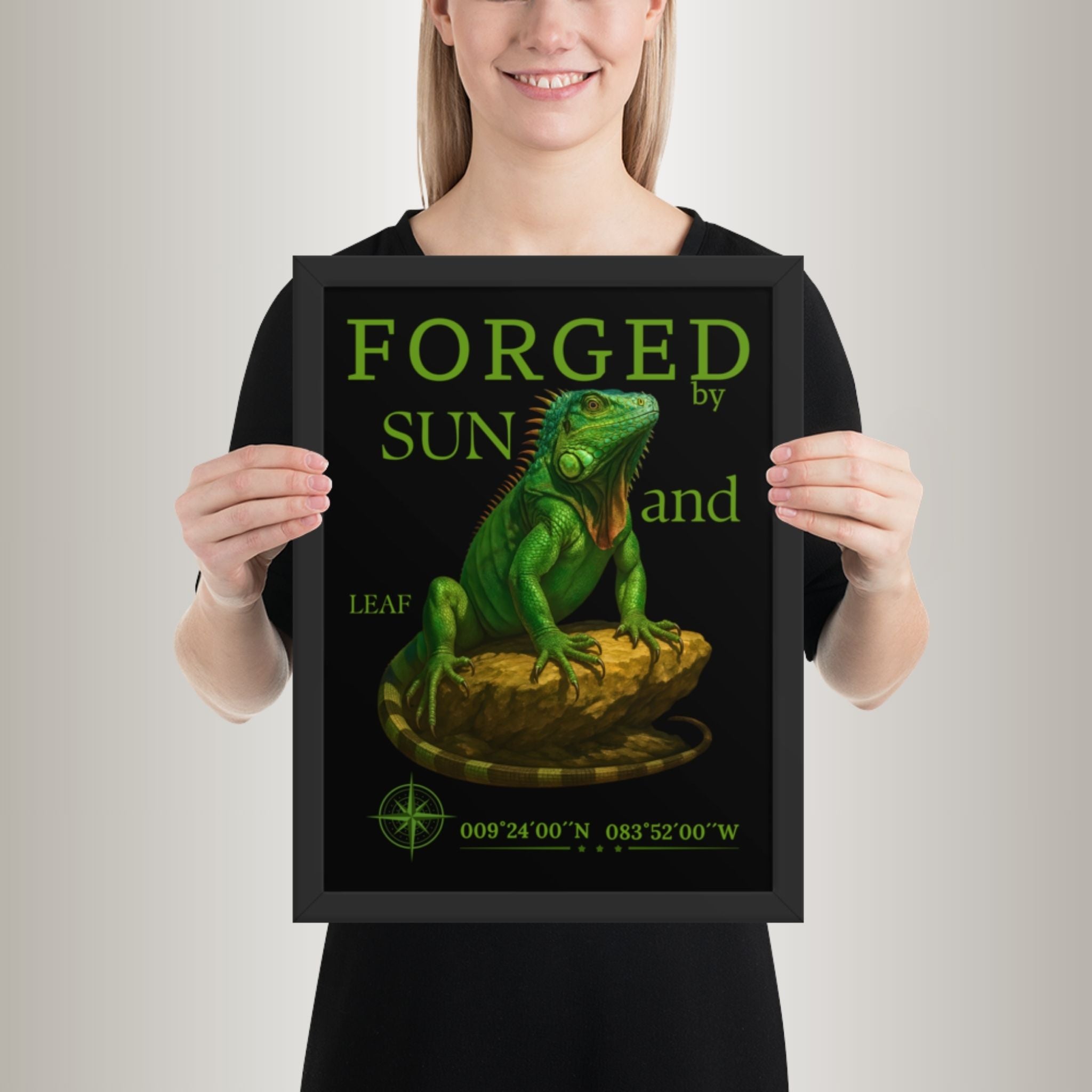 Poster mit Bilderrahmen Grüner Leguan (Iguana iguana)