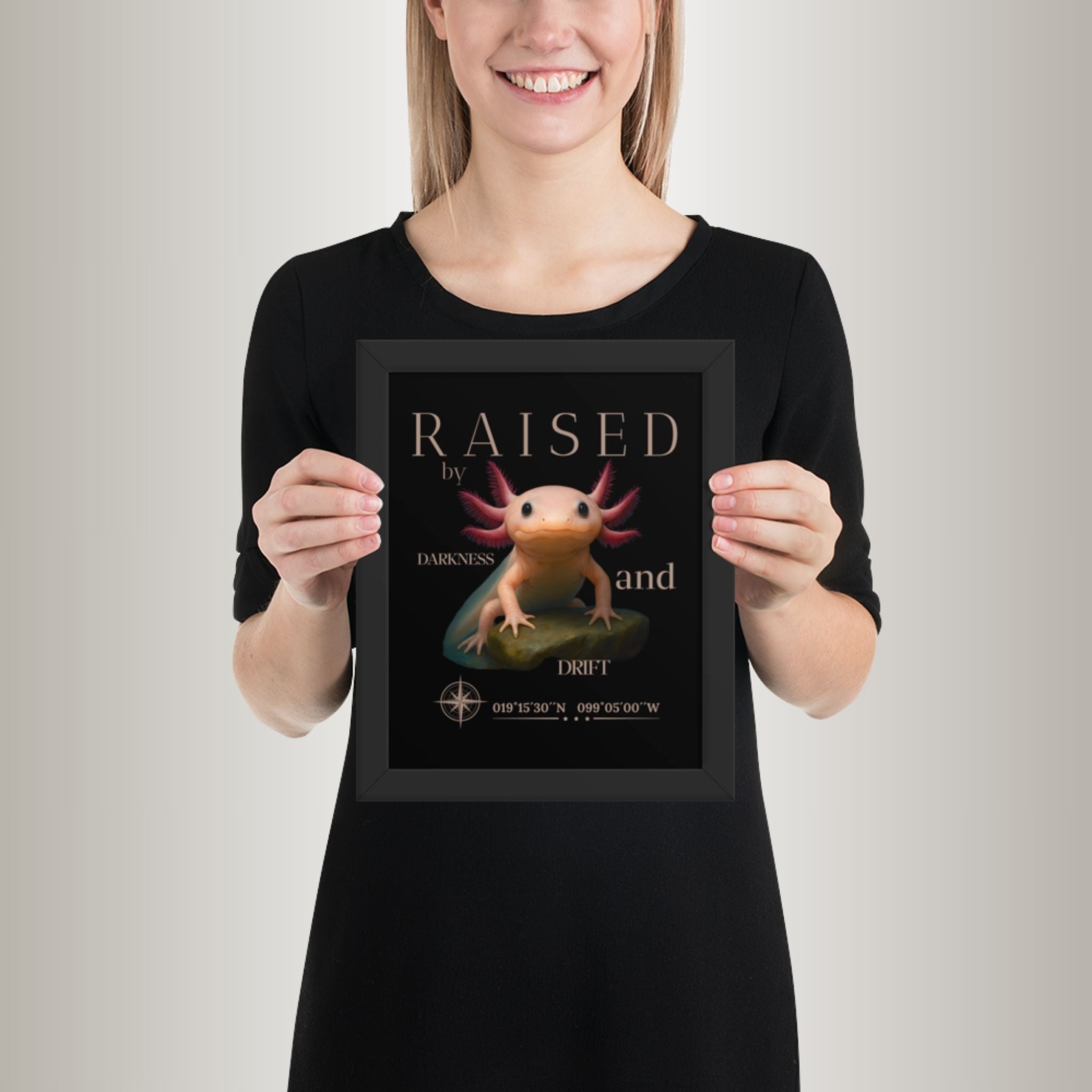 Poster mit Bilderrahmen Axolotl Neutral (Ambystoma mexicanum)