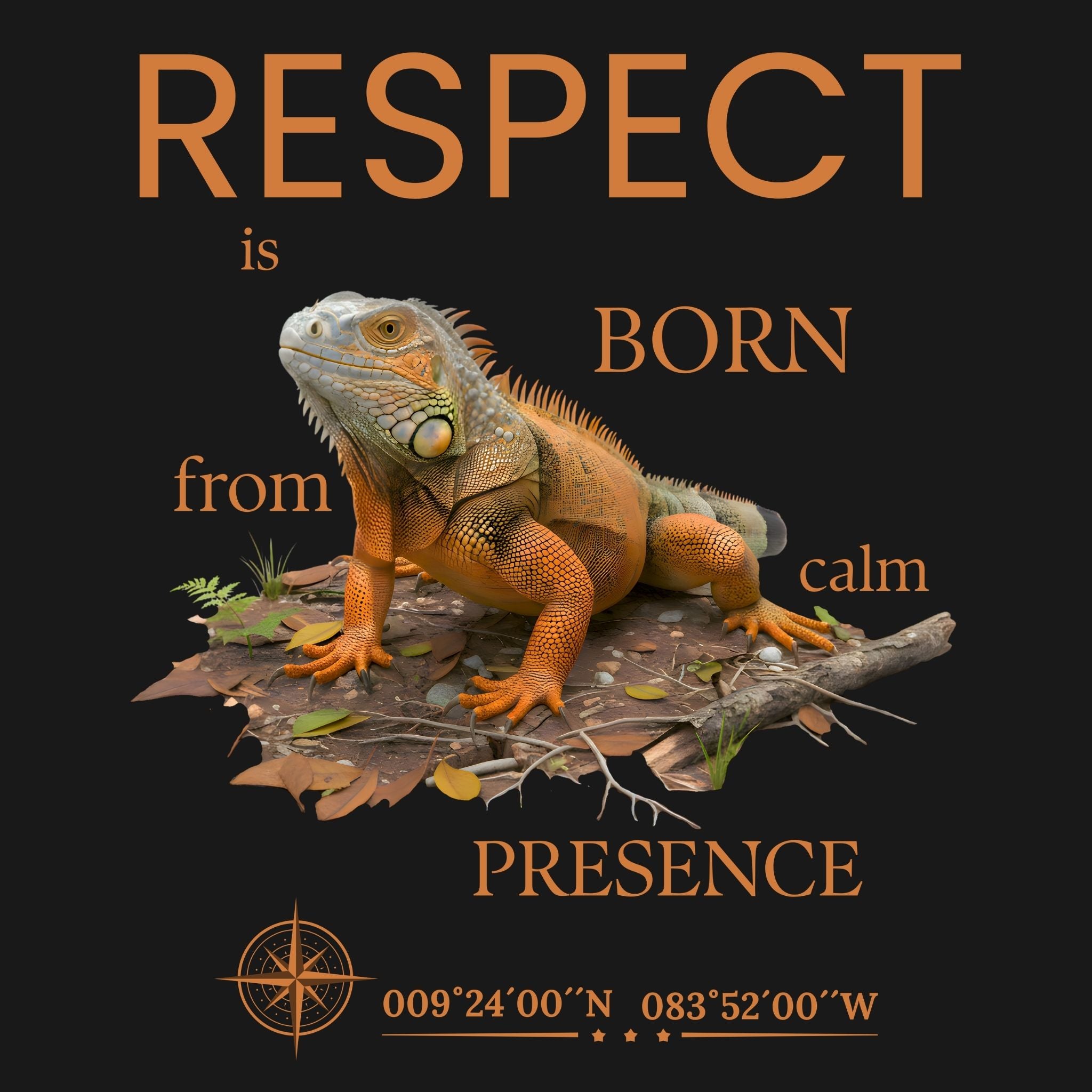 Iguane orange à capuche (Iguana iguana)