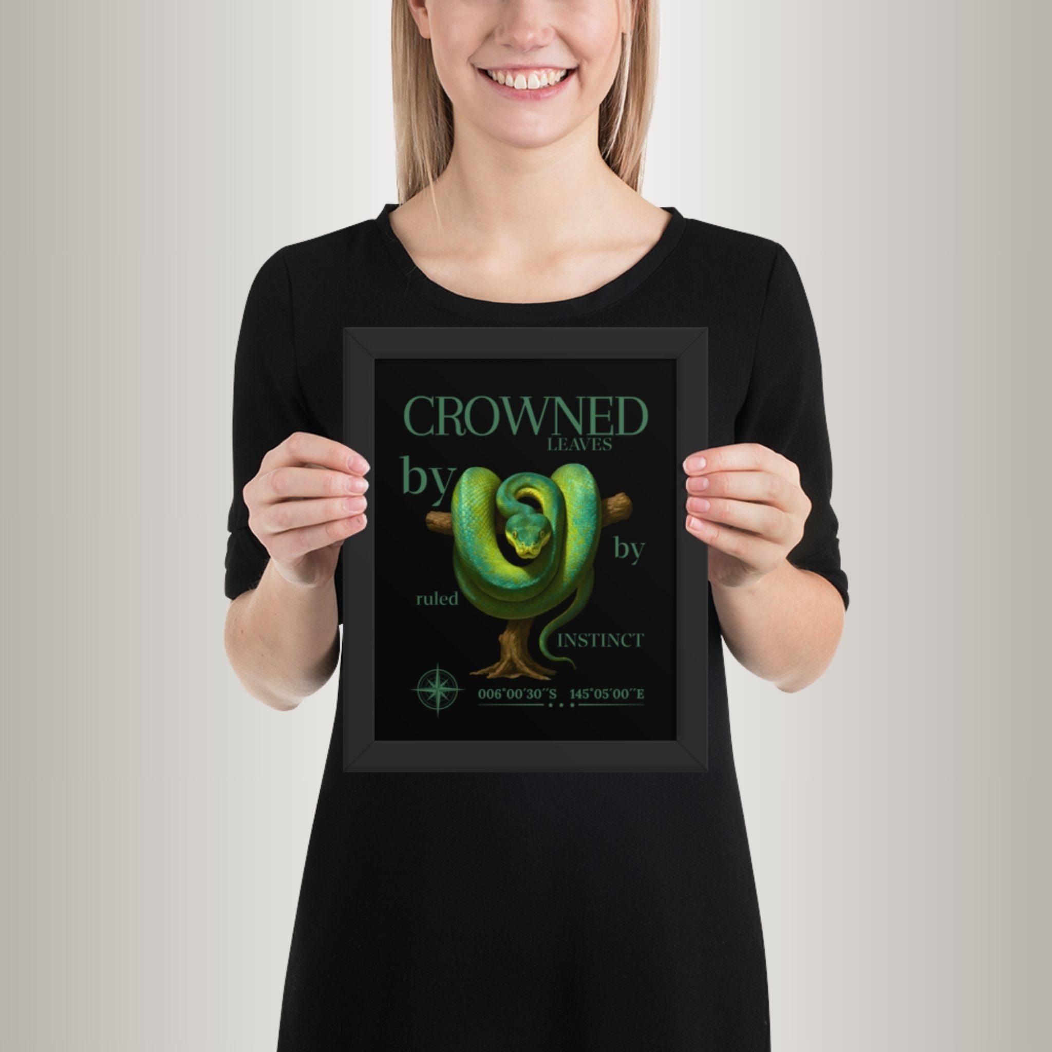 Poster mit Bilderrahmen Baumpython Grün (Morelia viridis)