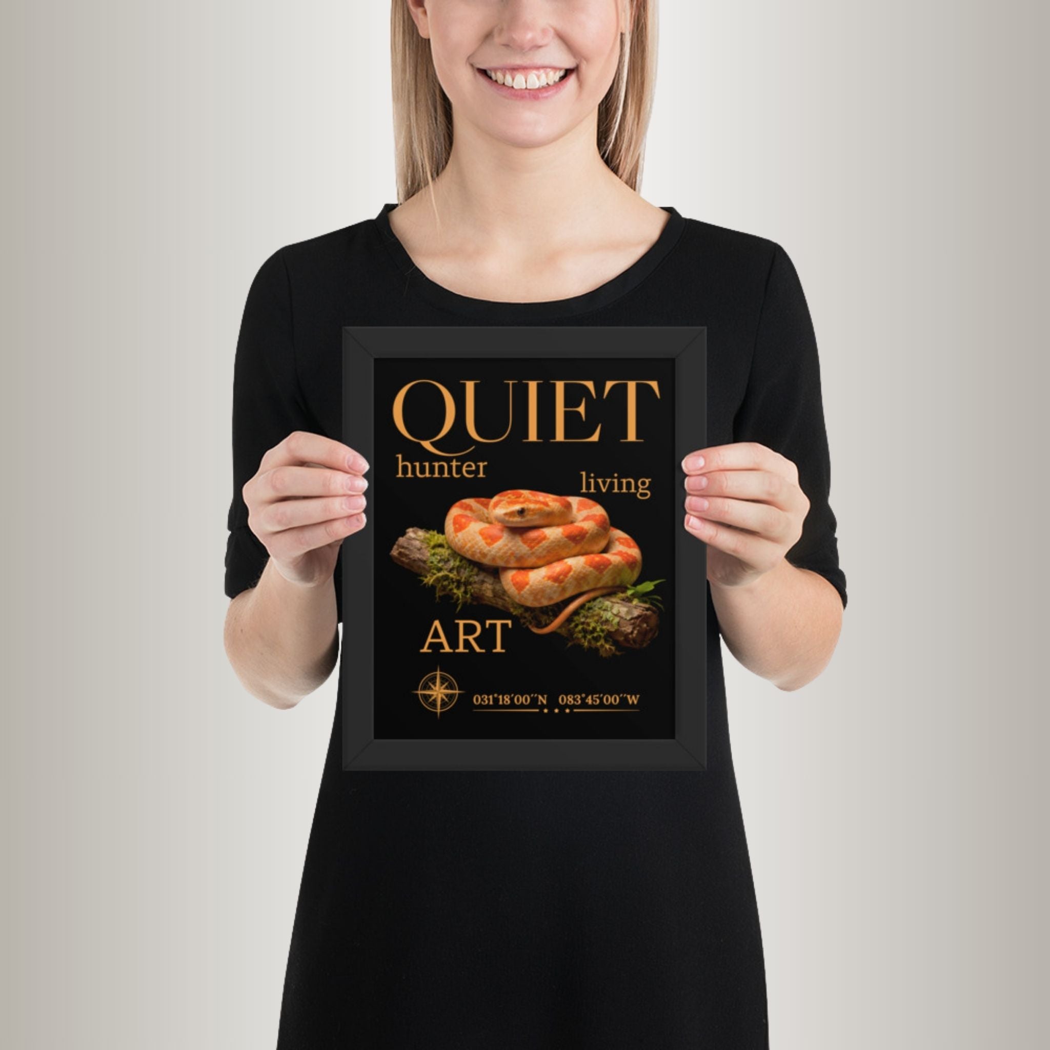 Poster mit Bilderrahmen Kornnatter hell (Pantherophis guttatus)