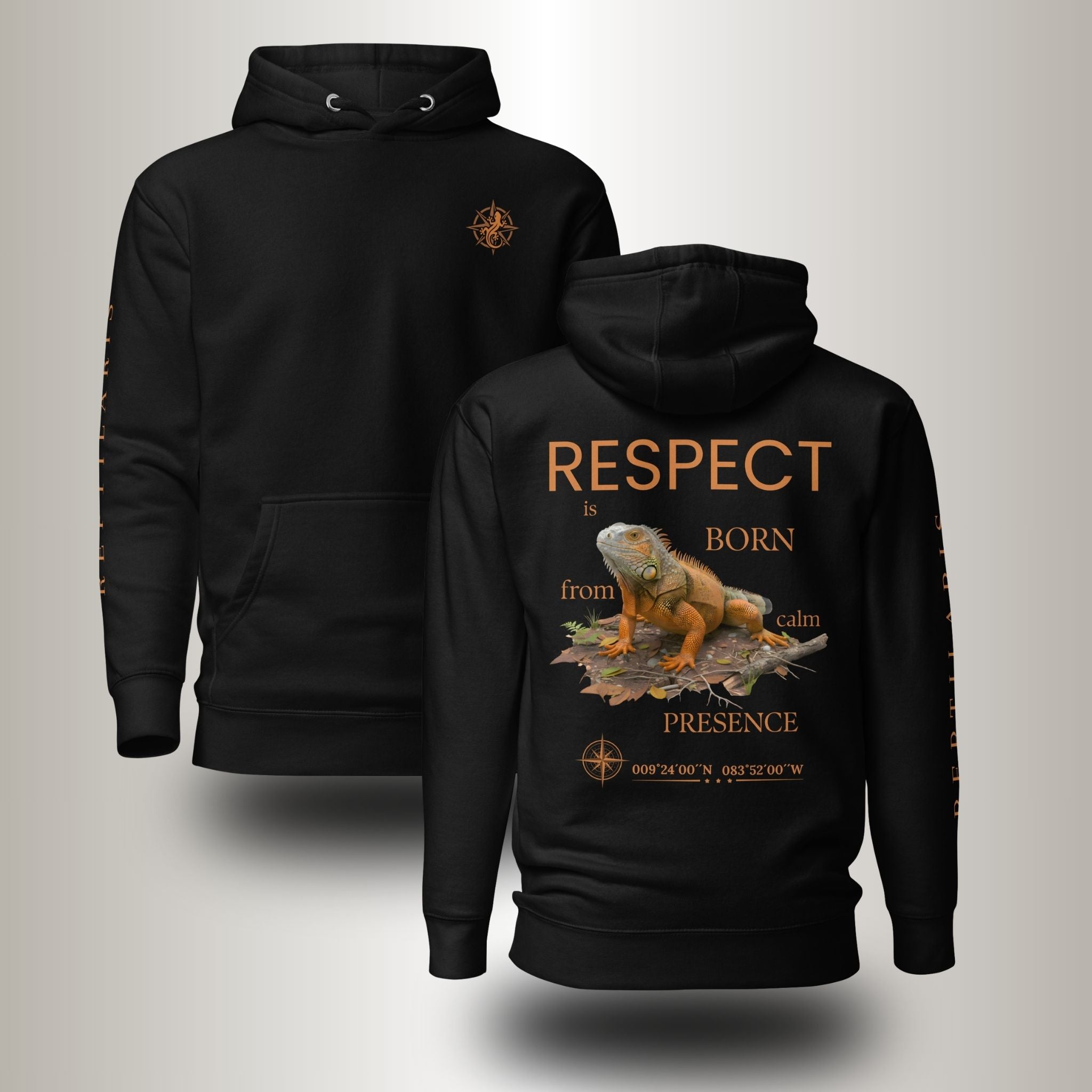 Hoodie Orangener Leguan (Iguana iguana)