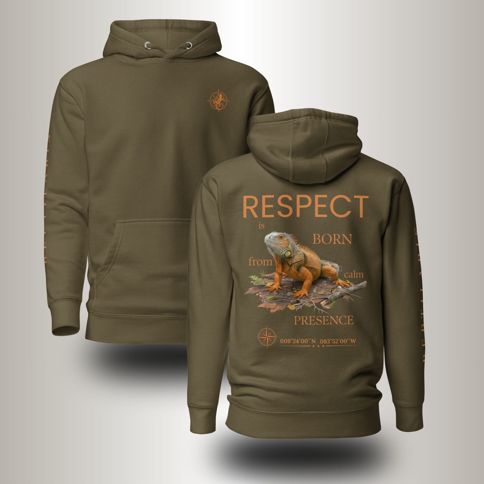 Hoodie Orangener Leguan (Iguana iguana)